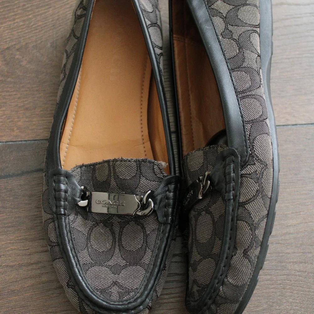 Coach Signature Logo Slip-On Loafers in Charcoal Gray - Picture 4 of 10